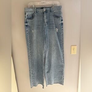 Heyson Jeans Straight Leg Raw Hem Cropped High Rise Women’s SZ 11 New Light wash